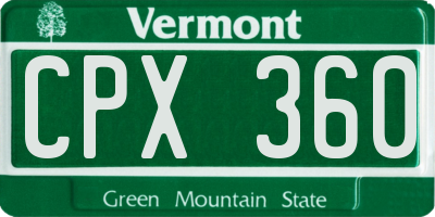 VT license plate CPX360