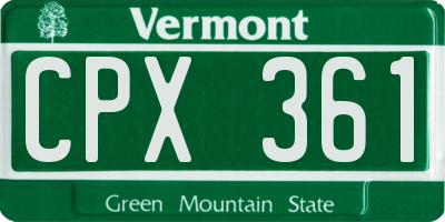 VT license plate CPX361