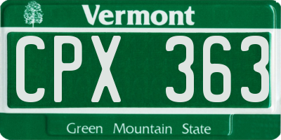 VT license plate CPX363