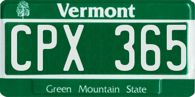 VT license plate CPX365