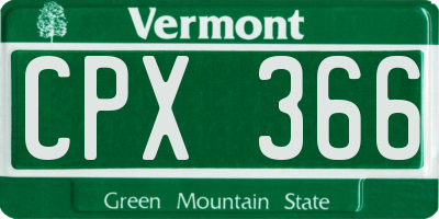 VT license plate CPX366
