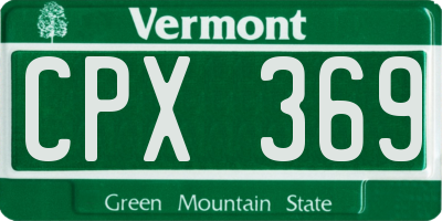 VT license plate CPX369