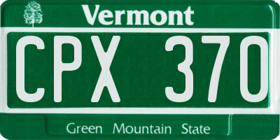 VT license plate CPX370