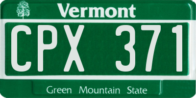 VT license plate CPX371