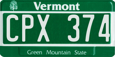VT license plate CPX374