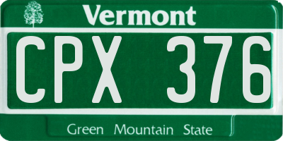 VT license plate CPX376