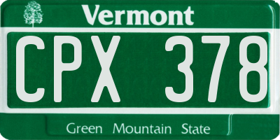 VT license plate CPX378