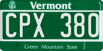 VT license plate CPX380
