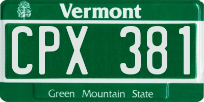 VT license plate CPX381