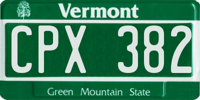 VT license plate CPX382