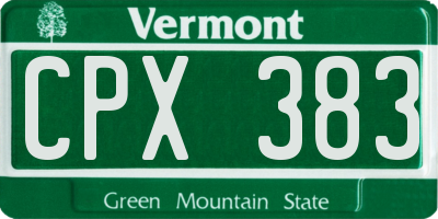 VT license plate CPX383