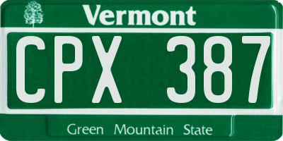 VT license plate CPX387