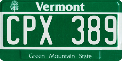 VT license plate CPX389