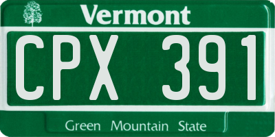 VT license plate CPX391