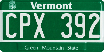 VT license plate CPX392