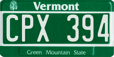 VT license plate CPX394