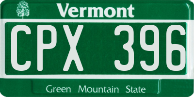 VT license plate CPX396
