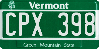 VT license plate CPX398