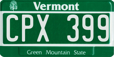 VT license plate CPX399