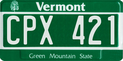 VT license plate CPX421