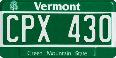 VT license plate CPX430