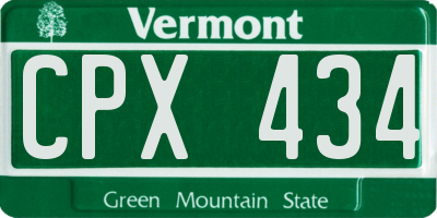 VT license plate CPX434