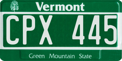 VT license plate CPX445