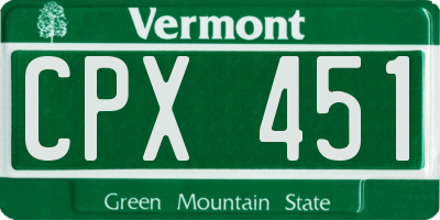 VT license plate CPX451