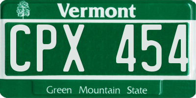 VT license plate CPX454