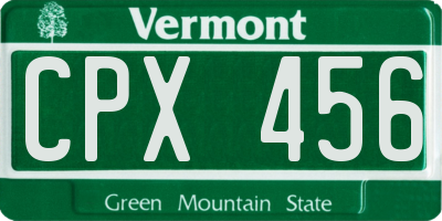VT license plate CPX456