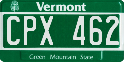 VT license plate CPX462