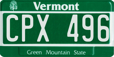 VT license plate CPX496