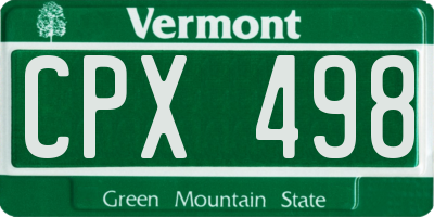 VT license plate CPX498