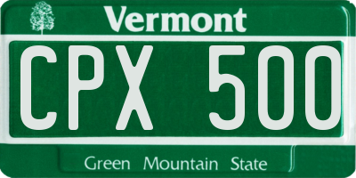 VT license plate CPX500