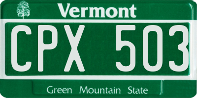 VT license plate CPX503