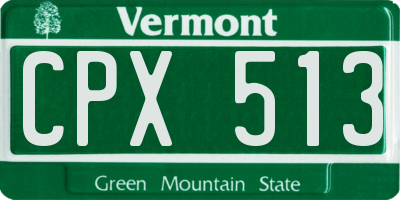 VT license plate CPX513