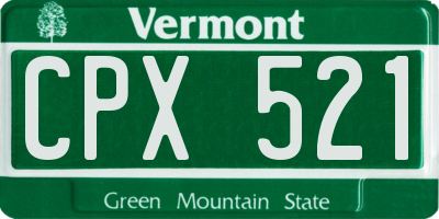 VT license plate CPX521