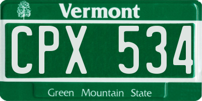 VT license plate CPX534
