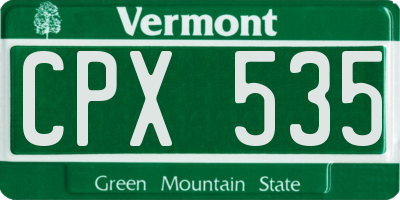 VT license plate CPX535
