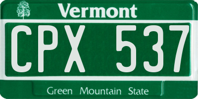 VT license plate CPX537
