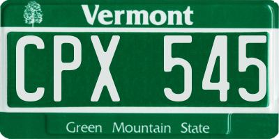 VT license plate CPX545