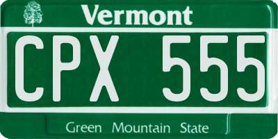 VT license plate CPX555