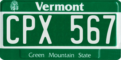 VT license plate CPX567