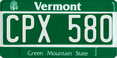 VT license plate CPX580