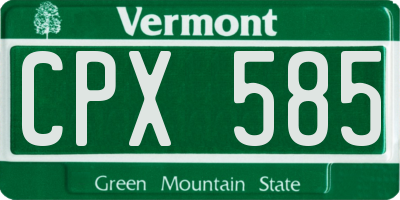 VT license plate CPX585