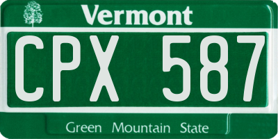 VT license plate CPX587