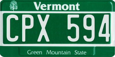 VT license plate CPX594