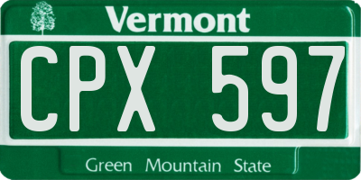 VT license plate CPX597