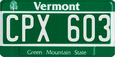 VT license plate CPX603