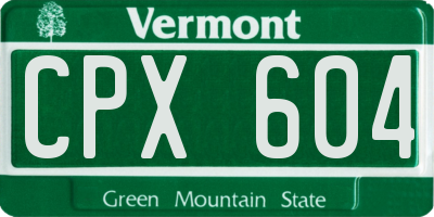 VT license plate CPX604